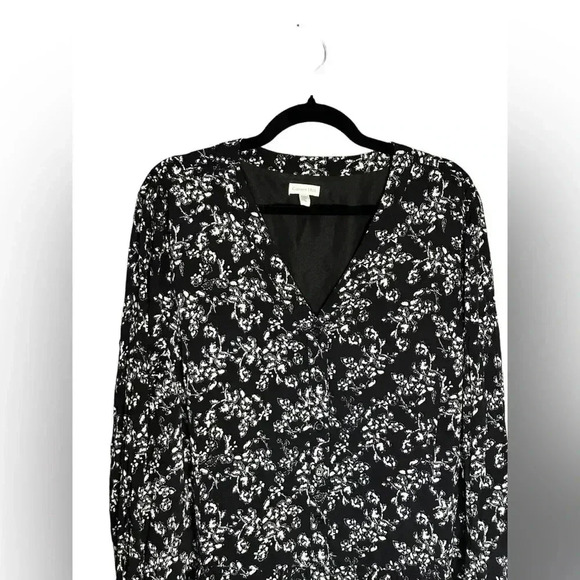 Garnet Hill Women's Sz 18 Lined Black & White Print Dress Drop Waist And Pockets - Picture 2 of 6